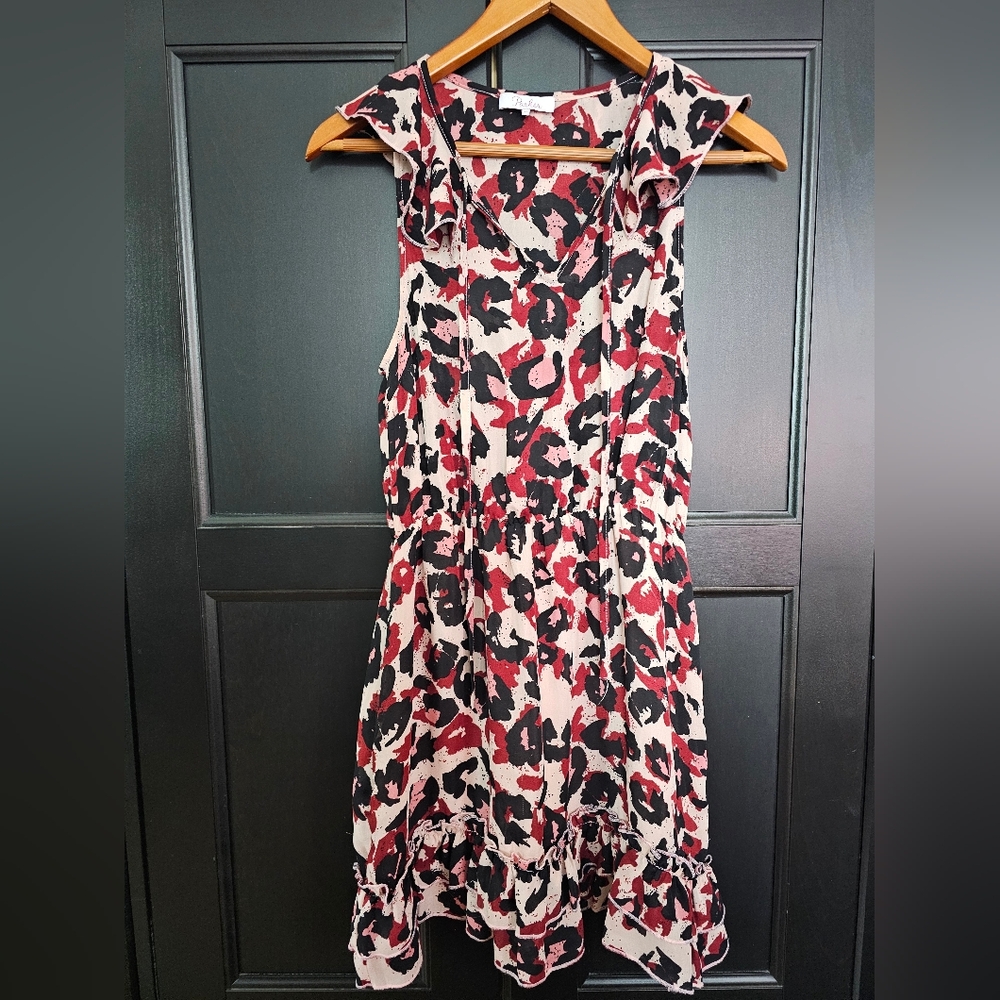 Parker Sleeveless Ruffle Dress- Animal Print- XS